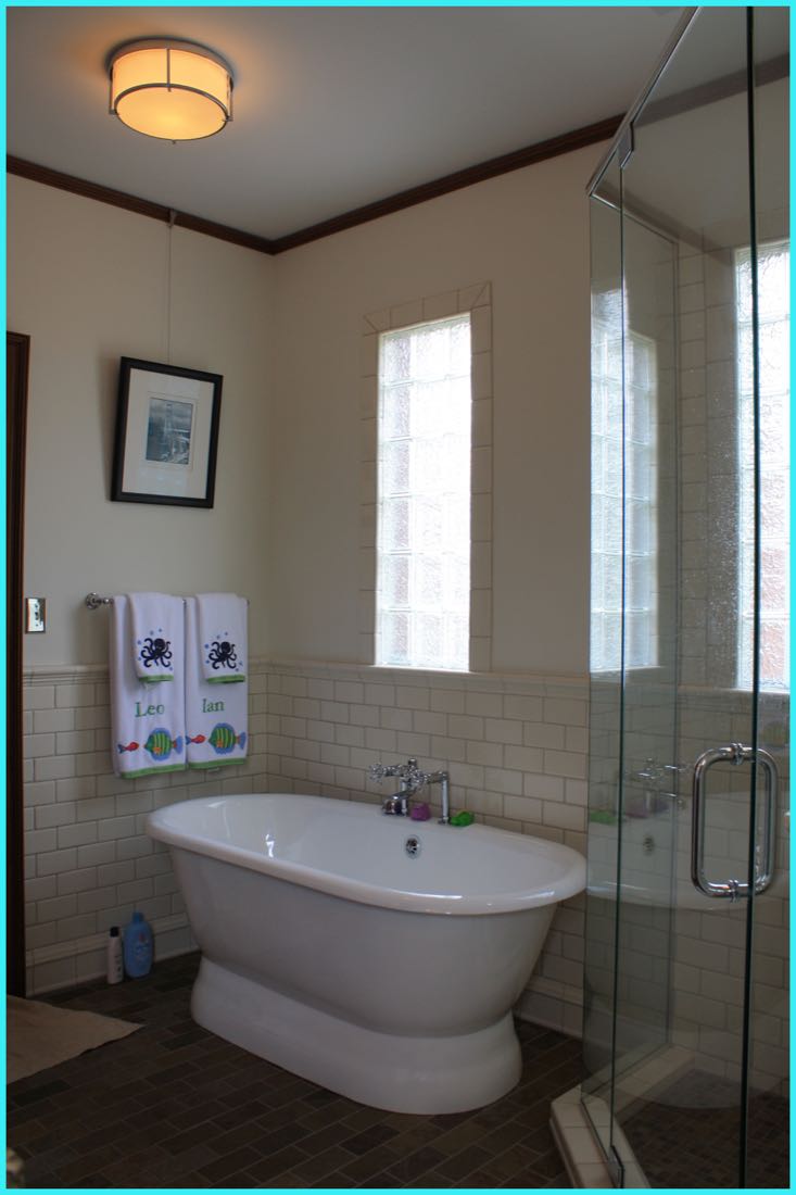 Bathroom with freestanding tub