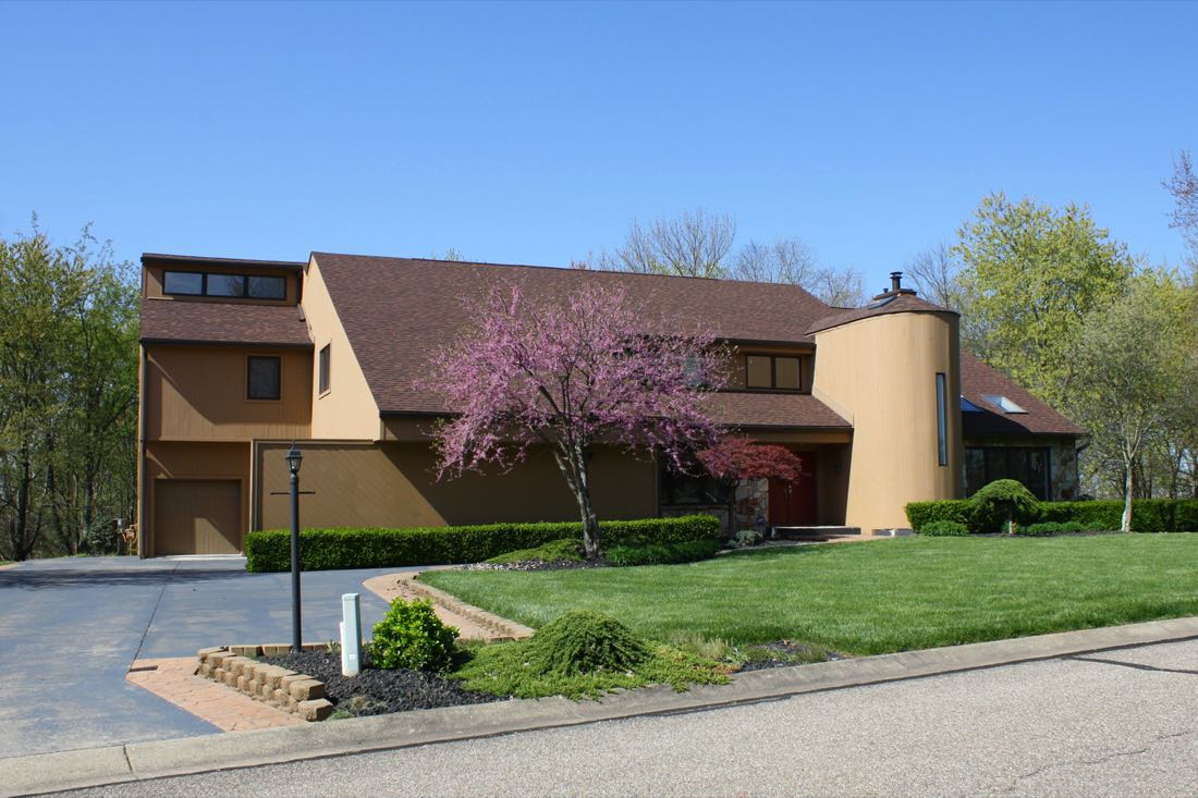 New brick home with landscaping